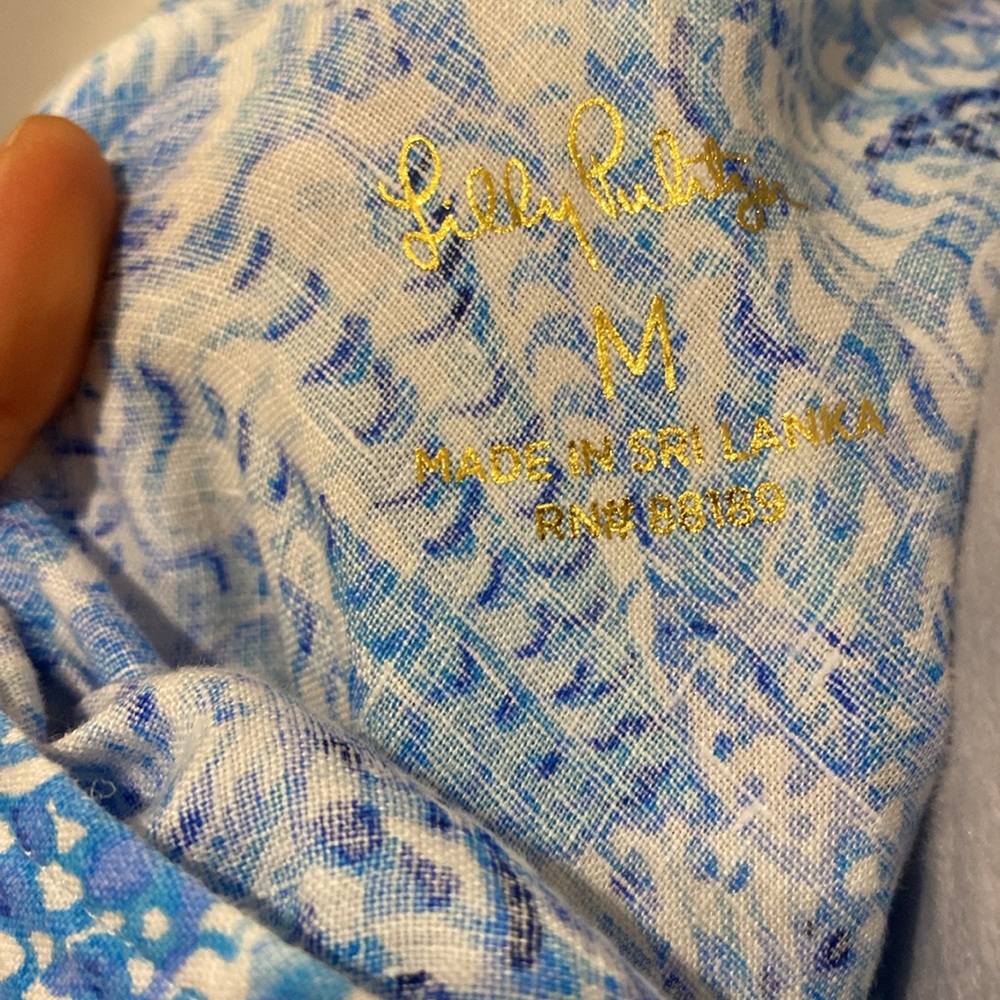 NWT Lilly Pulitzer 100% Linen Blue Tropical Sleeveless Top Size Medium Summer - Picture 2 of 9